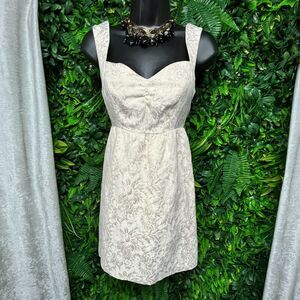 Women Dress 1 Beige Fit‎ Flare Sheath Sleeveless Gold Floral Guess 1474